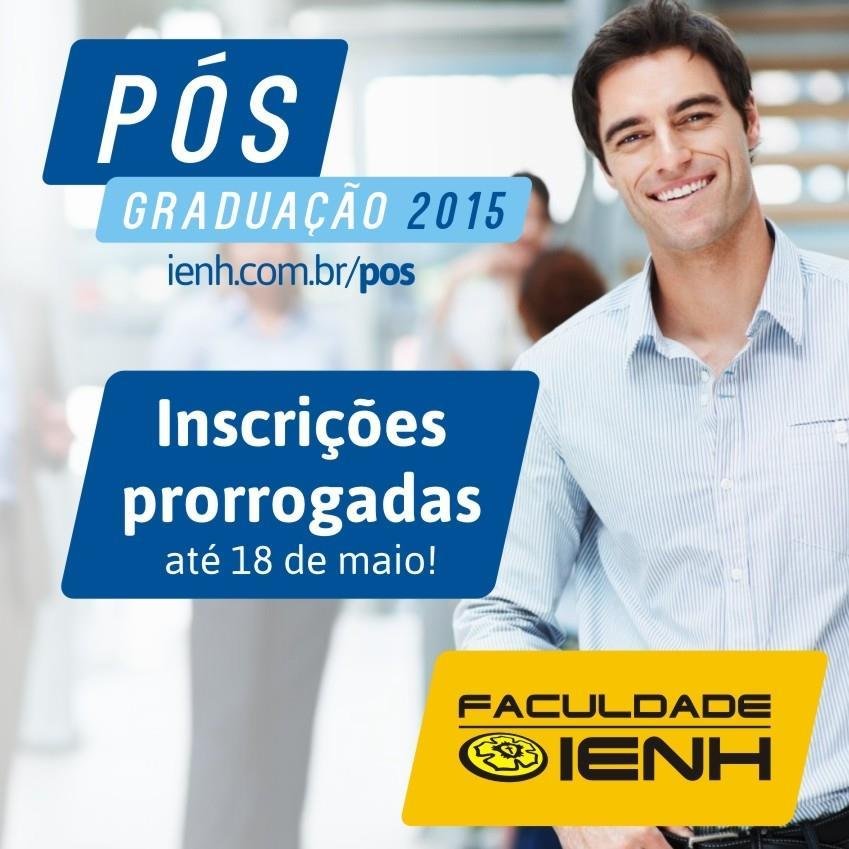 Inscrições prorrogadas para as Pós-Graduações da Faculdade IENH