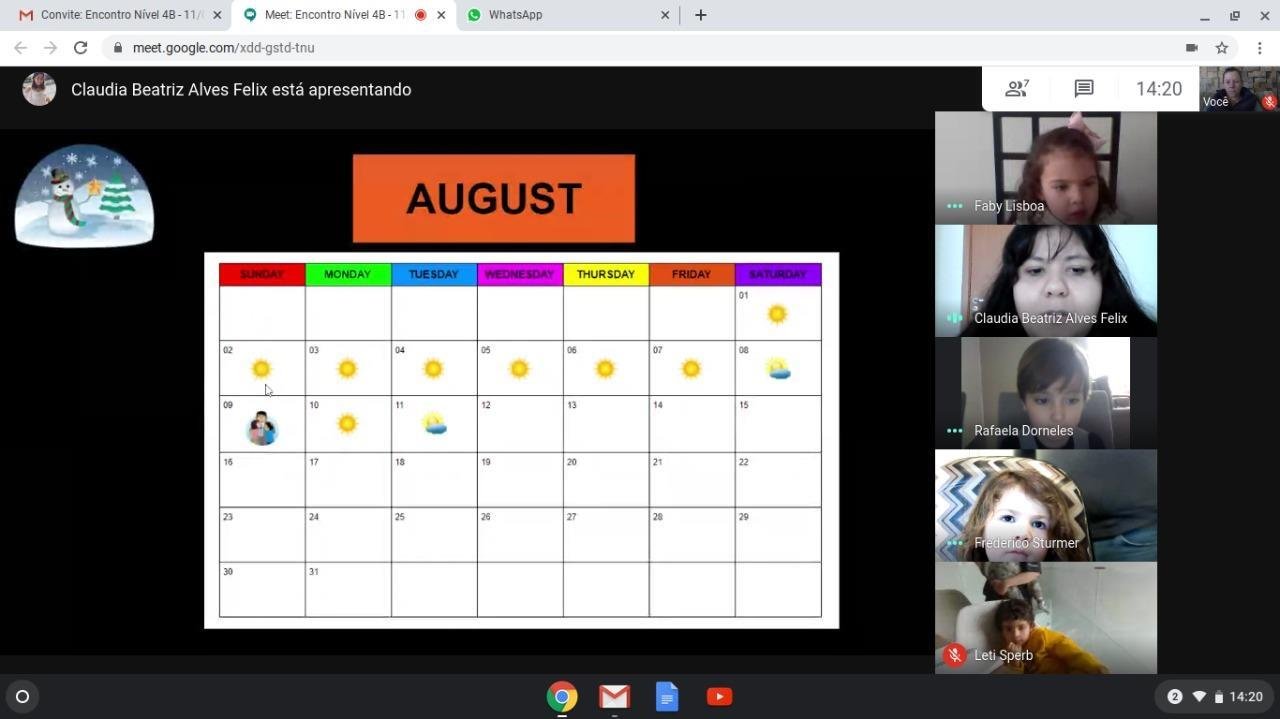 Crianças do Currículo Bilíngue participam de momentos de Circle Time on-line